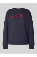 Bluzy damskie - Bluza z okrągłym dekoltem i wyhaftowanym logo - Gant - miniaturka - grafika 1