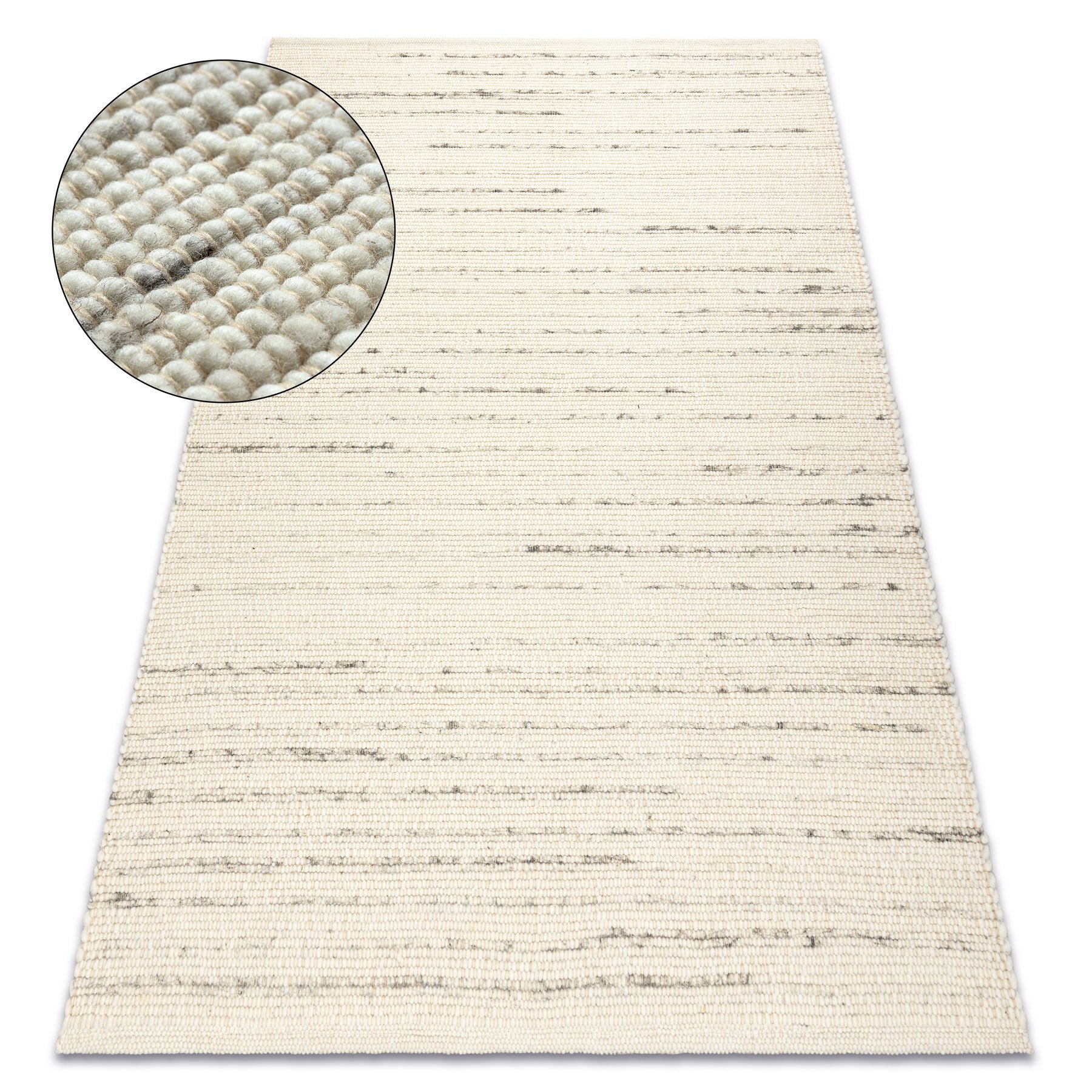 Dywan NEPAL 2100 biały / natural szary - wełniany, dwustronny, naturalny beżowy 200x300 cm