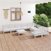Meble ogrodowe - vidaXL 10-cz zestaw wypoczynkowy do ogrodu biały drewno sosnowe 3083260 - miniaturka - grafika 1