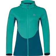 Bluzy damskie - Odlo Damska bluza z kapturem midlayer full zip KOYA, Pool Green-Crystal Teal, S 541611 - miniaturka - grafika 1