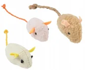 Zabawki dla kotów - Myszka mysz zabawka dla kota szyte materiałowe sznurek miękkie 3 sztuki - miniaturka - grafika 1