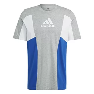 Koszulki męskie - adidas Męski T-shirt (Short Sleeve) M ESS Cb T, Medium Grey Heather/Team Royal Blue, IC3682, XS - grafika 1