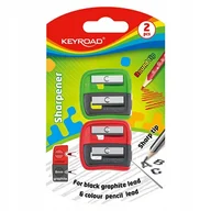 Temperówki - TEMPERÓWKA PLASTIKOWA KEYROAD, PODWÓJNA, 2 SZT., MIX KOLORÓW - miniaturka - grafika 1