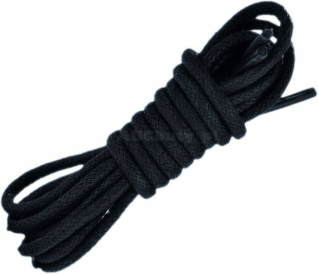 Sznurówki CZARNE Sznurowadła 180 cm GRUBE OKRĄGŁE Fi 5 mm BAWEŁNIANE G9-44