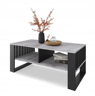 Stolik kawowy lamele ST14 Bet Ława Beton czarny stół loft z półką - Ławy i stoliki kawowe - miniaturka - grafika 1