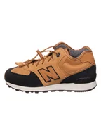 Trampki damskie - New Balance Skórzane sneakersy "574" w kolorze jasnobrązowo-czarnym - miniaturka - grafika 1