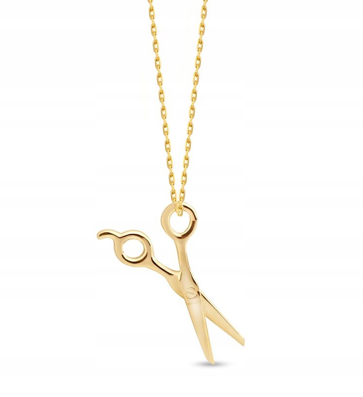 ZŁOTY KOMPLET NASZYJNIK NOŻYCZK ŁAŃCUSZEK 333