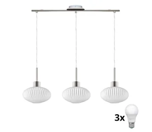 Lampa wisząca LED HARMA 3xE27/60W/230V matowy chrom/biały - Lampy sufitowe - miniaturka - grafika 1