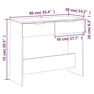 Lumarko Stolik konsolowy, przydymiony dąb, 90x36x75 cm - Konsole i sekretarzyki - miniaturka - grafika 9