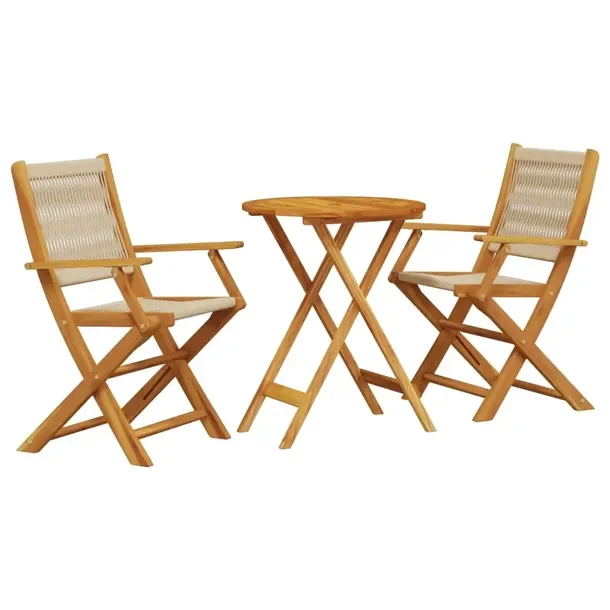 Zestaw Mebli Bistro z Litego Drewna Akacjowego, Stół 60x75 cm, Krzesła B