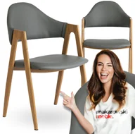 Krzesła - Krzesło Tapicerowane Kuchenne Do Jadalni Salonu Szare WILLY Dąb Złoty Loft - miniaturka - grafika 1