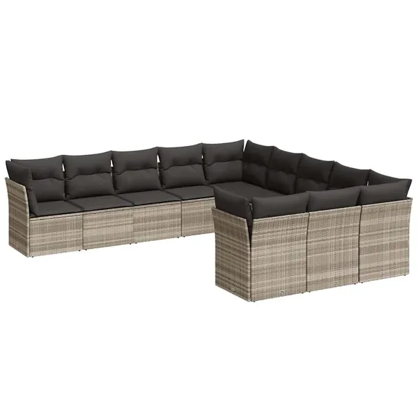 Zestaw wypoczynkowy rattan PE jasnoszary 62x62x69 cm