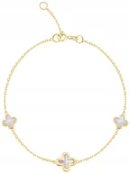 Bransoletki - DAMSKA PIĘKNA ZŁOTA BRANSOLETKA Z KONICZYNKAMI I MASĄ PERŁOWĄ 8KT 333 - miniaturka - grafika 1