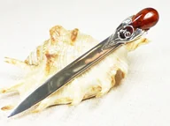 Inne - Nóż srebrny z bursztynem, 12 cm, handmade 953-10 - miniaturka - grafika 1