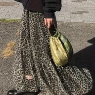 Spódnice - TEMU Elegancka Damska Sukienka Maksymalna z Elastyczną Talią, Przezroczystą Spódnicą w Lamparcie Wzory z Falbanką, Wszechstronna, z z Siatki i - miniaturka - grafika 1