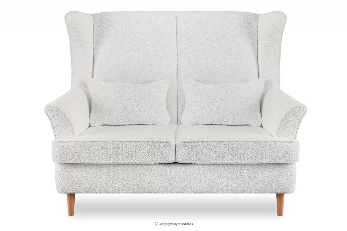 Skandynawska sofa dwuosobowa biała boucle STRALIS Konsimo