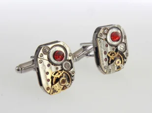 Drobiny Czasu, Spinki do mankietów, Rectangle i red - Spinki do mankietów i krawatów - miniaturka - grafika 1