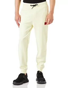 HUGO Męskie spodnie do biegania Doak212 z bawełny z czerwoną naszywką z logo, Light/Pastel Yellow741, XL Szczupły - Spodenki męskie - miniaturka - grafika 1