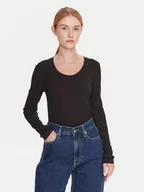 Bluzki damskie - Calvin Klein Bluzka LV044D235G Czarny Slim Fit - miniaturka - grafika 1