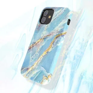 Kingxbar Marble Series eleganckie etui pokrowiec z nadrukiem marmur iPhone 12 mini niebieski - Etui i futerały do telefonów - miniaturka - grafika 6