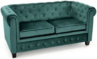 Sofy i kanapy - Sofa pikowana ERIKSEN XL welur ciemny zielony / czarny - miniaturka - grafika 1