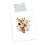 Pościel dla dzieci - Pościel 100x135 Żyrafa biała zielona dziecięca do łóżeczka H23 - miniaturka - grafika 1