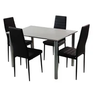 Meble do sypialni - Zestaw stół Lugano 120 szary i 4 krzesła Nicea czarne - miniaturka - grafika 1