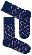 Skarpetki męskie - Skarpety męskie bawełniane w delikatną kratę Milena - miniaturka - grafika 1