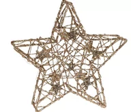 Oświetlenie świąteczne - Gwiazda 14 LED ozdoba bożnarodzeniowa metalowa ze złotym wykończeniem 28,5x7,5x28,5 cm na baterie - miniaturka - grafika 1