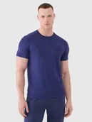 Koszulki sportowe męskie - 4F Koszulka treningowa szybkoschnąca męska - granatowa S - miniaturka - grafika 1