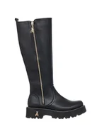 Kozaki damskie - Patrizia Pepe Skórzane kozaki w kolorze czarnym - miniaturka - grafika 1