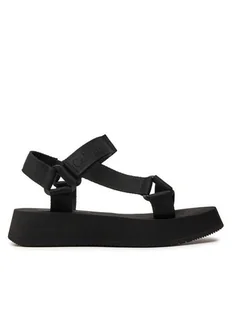 Calvin Klein Jeans Sandały Sandal Velcro Webbing In Mtl YW0YW01480 Czarny - Sandały damskie - miniaturka - grafika 1