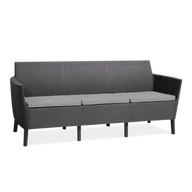 Ławki ogrodowe - Allibert Ogrodowa polirattanowa sofa SALEMO - trzyosobowa, grafitowa - miniaturka - grafika 1