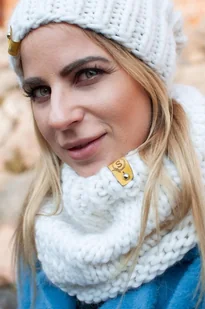 Biały wełniany komin WOOLY złamana biel - Apaszki i szaliki damskie - miniaturka - grafika 1