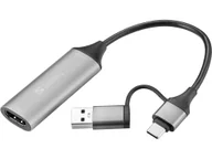 Adaptery i przejściówki - Sandberg 136-70 adapter kablowy HDMI Typu A (Standard) USB Type-A + USB Type-C Szary - miniaturka - grafika 1