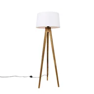 Lampy stojące - QAZQA Statyw wiejski w stylu vintage z lnianym kloszem 45 cm - Statyw Classic - miniaturka - grafika 1