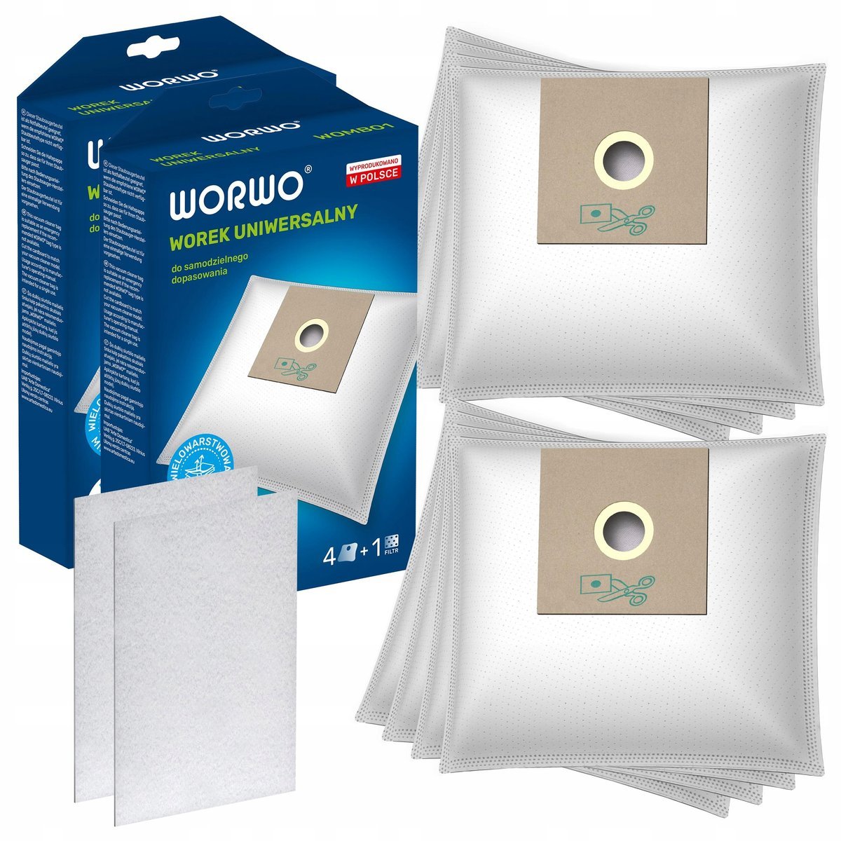 8X Uniwersalne Worki Do Odkurzacza + Filtr Wlotowy