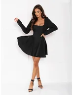 Sukienki - Modna sukienka z odkrytymi plecami LEVIA - czarna - miniaturka - grafika 1