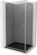 Kabiny prysznicowe - Mexen Pretoria kabina prysznicowa uchylna 70x100 cm, grafit, chrom + brodzik Flat, czarny - 852-070-100-01-40-4070 - miniaturka - grafika 1