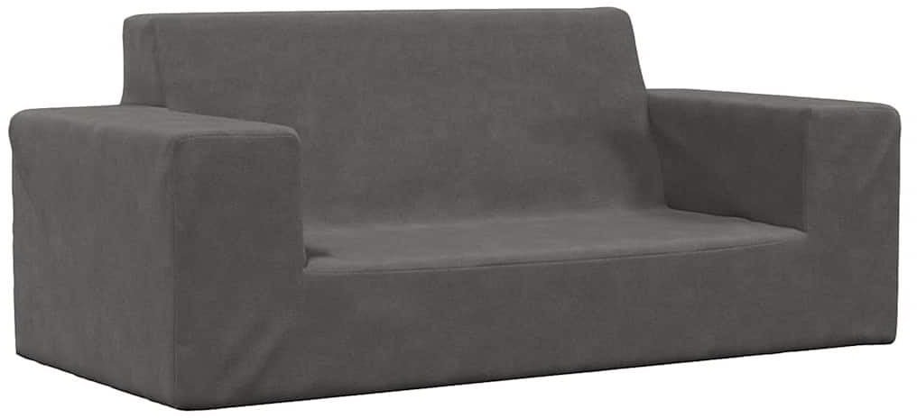 vidaXL 2-os. sofa dla dzieci, antracytowa, miękki plusz