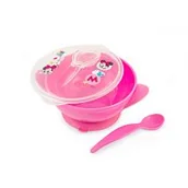 Miseczki i talerzyki dla dzieci - Lulabi Miseczka z pokrywką i łyżeczką Minnie 4 m+ - miniaturka - grafika 1