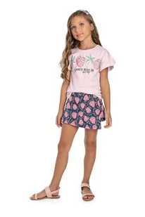 Komplet dziewczęcy w truskawki t-shirt i spódniczka - Dresy i komplety dla dziewczynek - miniaturka - grafika 1