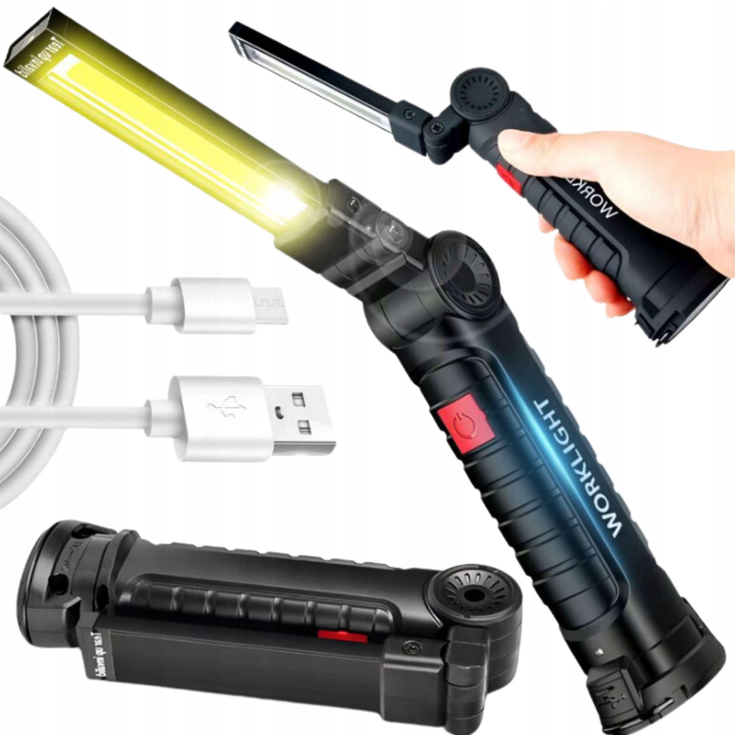 Lampa Warsztatowa Latarka Garażowa 5W1 Robocza XXL Mocna Magnes