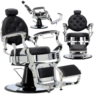 Fotel fryzjerski barberski hydrauliczny do salonu fryzjerskiego barber shop Logan Black Silver Barberking - Fotele fryzjerskie - miniaturka - grafika 1