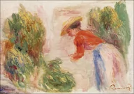 Plakaty - Galeria Plakatu, Plakat, Woman Gathering Flowers, Pierre-Auguste Renoir, 70x50 cm - miniaturka - grafika 1