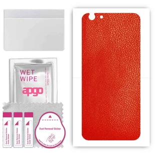 Folia naklejka skórka strukturalna na TYŁ do Apple iPhone 6 Plus -  Skóra Czerwona - apgo SKINS - Szkła hartowane na telefon - miniaturka - grafika 1