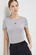Koszulki sportowe damskie - 4F t-shirt sportowy kolor szary - miniaturka - grafika 1