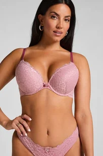 Hunkemöller Wyściełany biustonosz push-up z fiszbinami Marine Różowy - Biustonosze - miniaturka - grafika 1