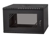 Szafy rack - NETRACK Hanging cabinet ECO-Line Rack 19inch 6U / 350mm - black glass door - miniaturka - grafika 1