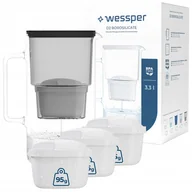 Dzbanki filtrujące - Dzbanek filtrujący szklany Wessper aquamax 3,3l + 4x Filtr Wessper aquamax - miniaturka - grafika 1